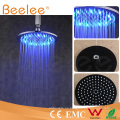 Cabezal de ducha autoajustable del LED cabeza de ducha redonda mate negra de la precipitación del cuarto de baño del cuarto de baño